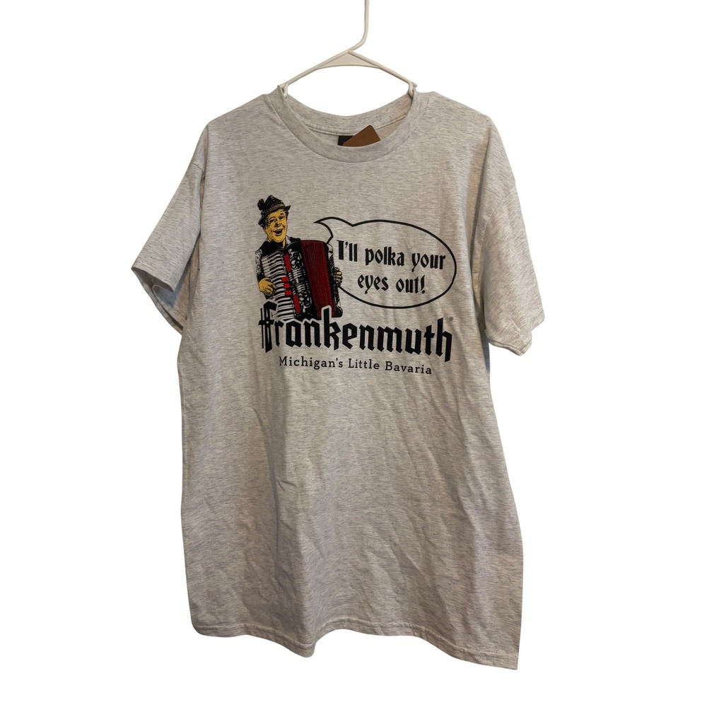 Frankenmuth T-Shirt Graphic Gray Polka‎ Your Eyes Out Michigan Large